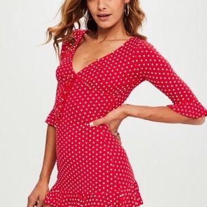 Missguided red polka dot mini dress